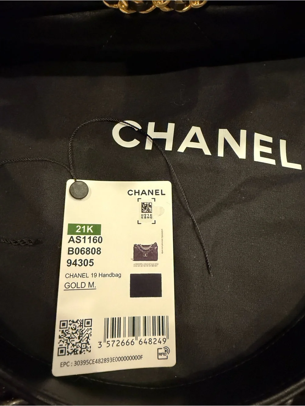 Chanel 19 - medium, satin Black, mixed hardware.